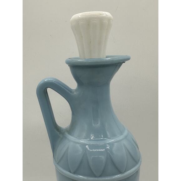 Vintage 1961 Jim Beam Grecian Blue Milk Glass Whiskey Decanter 4/5 Qt. With Lid - Picture 8 of 8